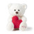 Valentijn beer - wit - 14x19x25 cm 