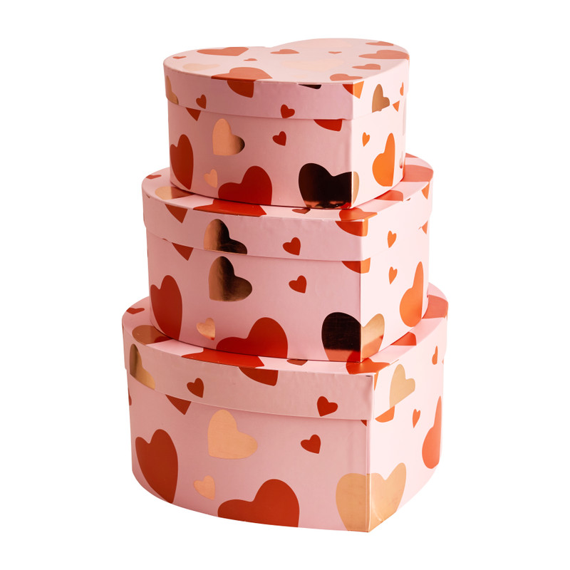 Cadeaudoos hart - roze - 22x18x10 cm 