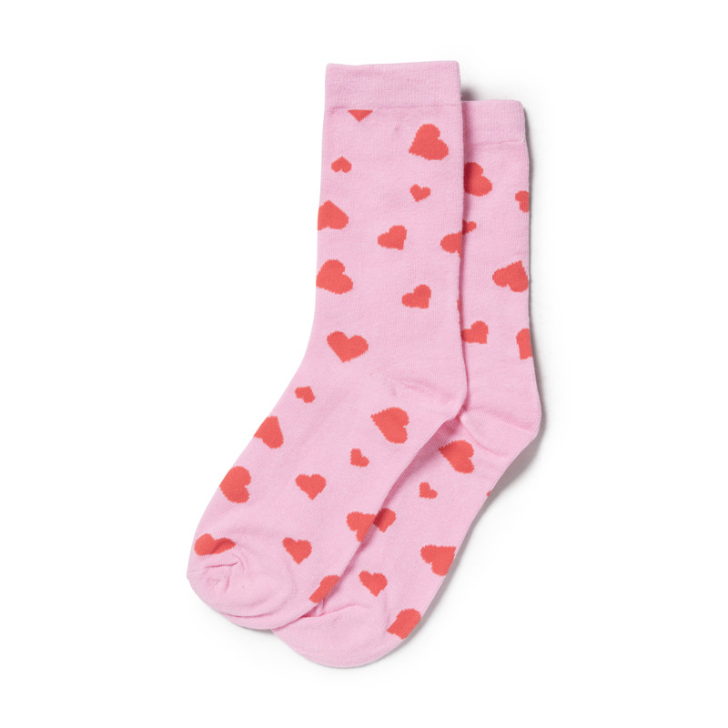 Sokken hartjes - roze/rood - maat 38-41