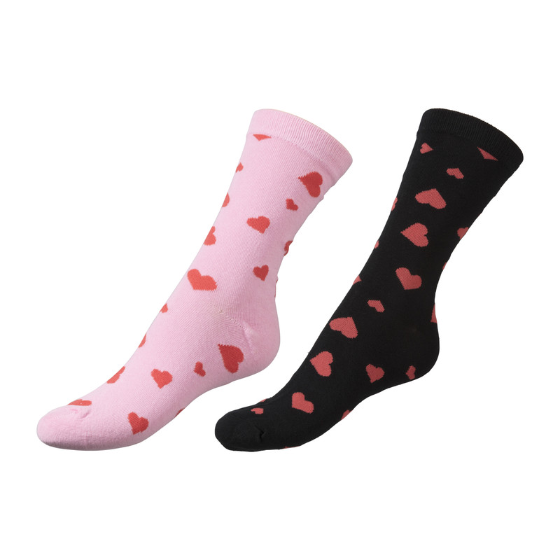 Sokken hartjes - roze/rood - maat 38-41