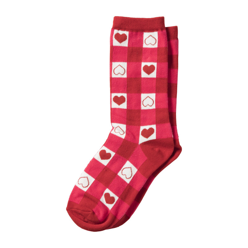 Valentijn sokken - rood/wit geruit - maat 38-41