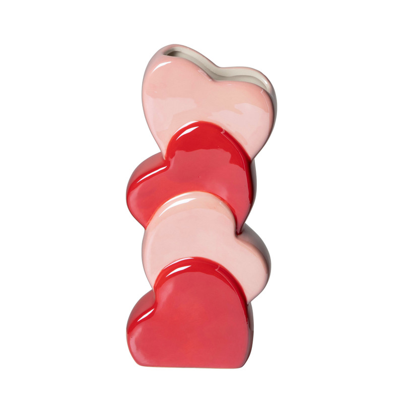 Vaas met hartjes - diverse varianten - 21.5x8.4x5.7 cm