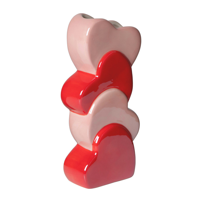 Vaas met hartjes - diverse varianten - 21.5x8.4x5.7 cm