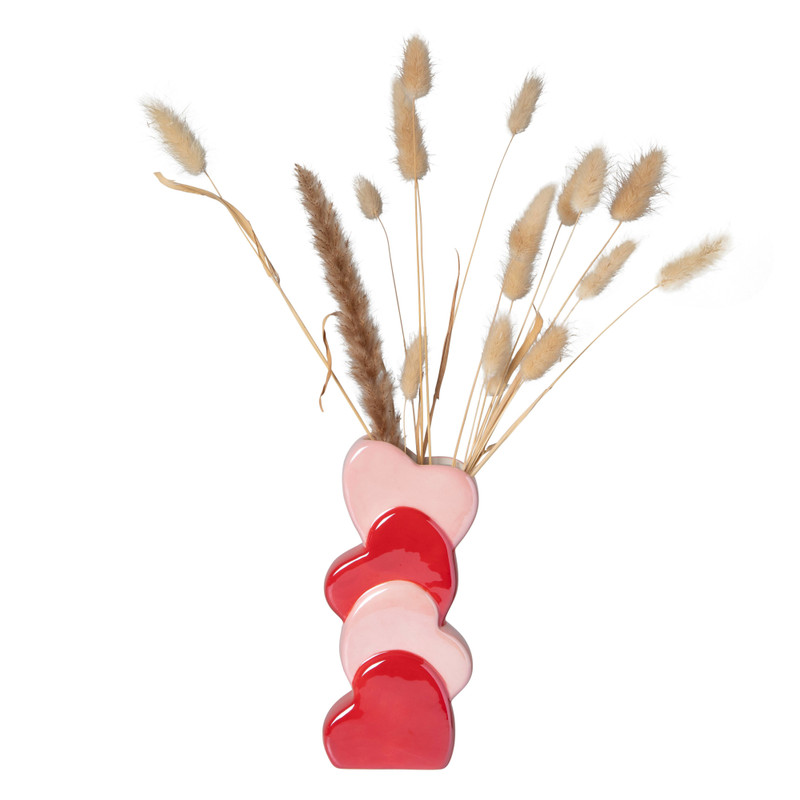 Vaas met hartjes - diverse varianten - 21.5x8.4x5.7 cm