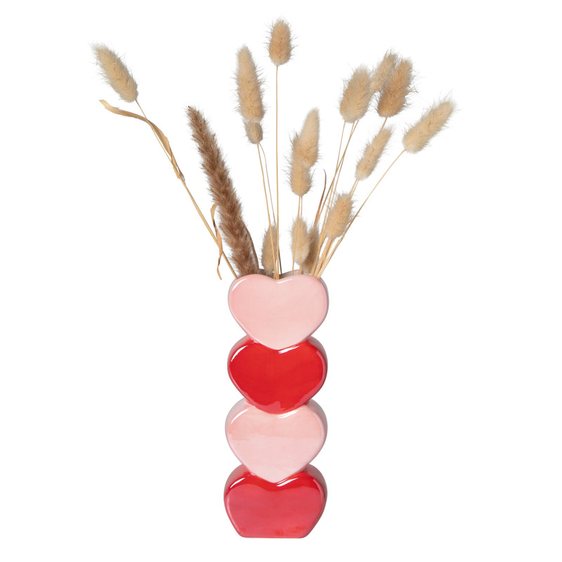 Vaas met hartjes - diverse varianten - 21.5x8.4x5.7 cm