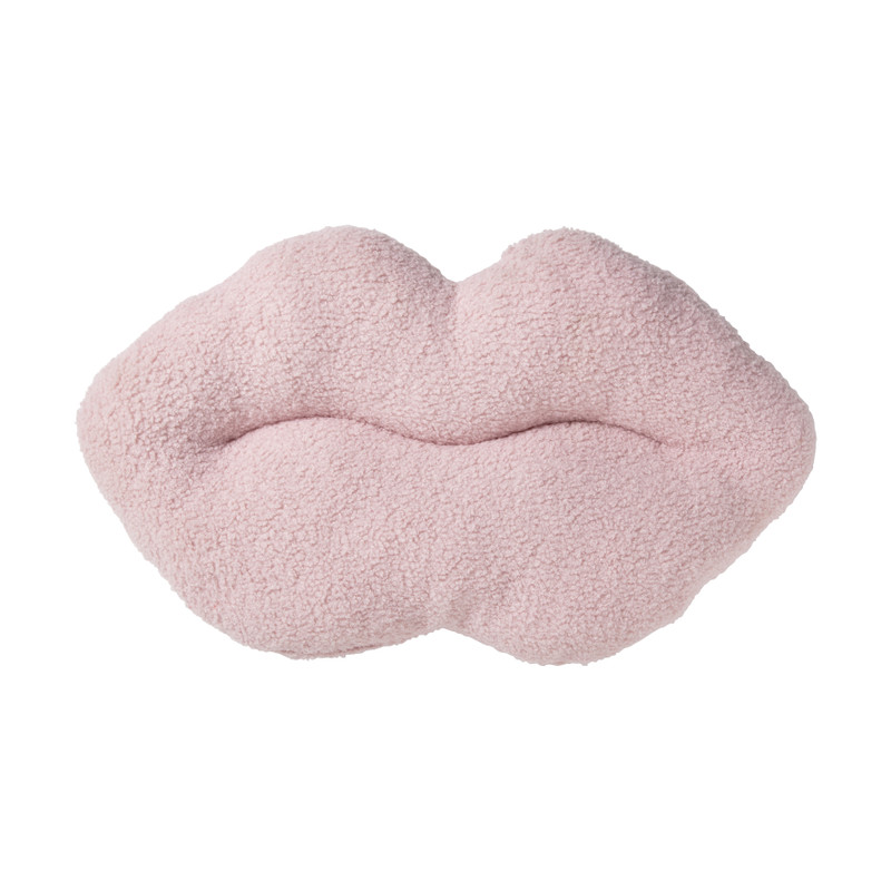 Kussen lippen teddy Charlotte - roze - 25x50 cm