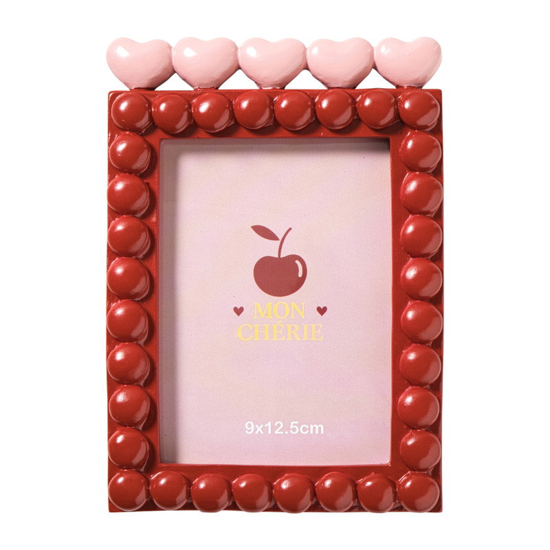 Fotolijst hartjes - roze/rood - 9x12.5 cm