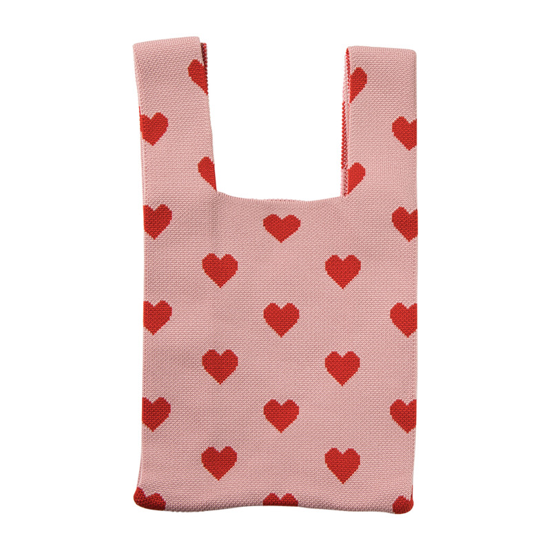 Tas hartjes - roze/rood - 20x34cm