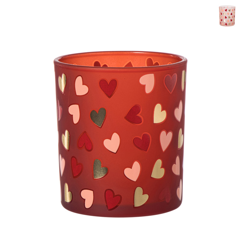 Waxinelichthouder hartjes groot - diverse varianten - ø8.8x10cm 