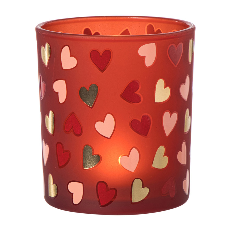 Waxinelichthouder hartjes groot - diverse varianten - ø8.8x10cm 