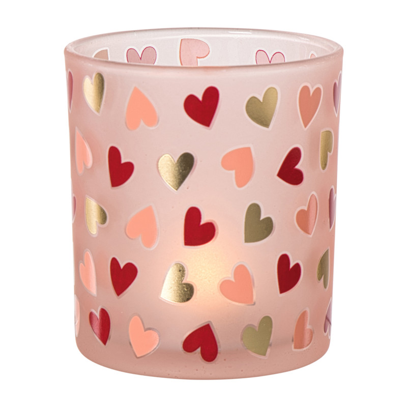 Waxinelichthouder hartjes groot - diverse varianten - ø8.8x10cm 