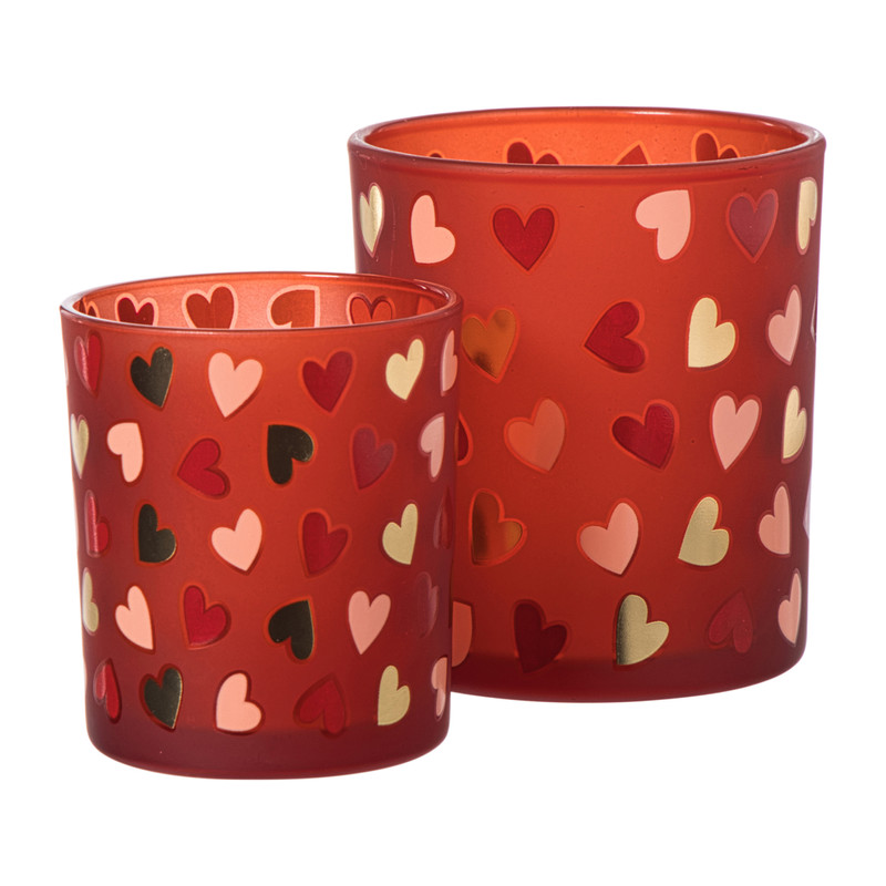 Waxinelichthouder hartjes groot - diverse varianten - ø8.8x10cm 