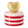 Doosje met hart deksel - roze/rood - ø8x9 cm