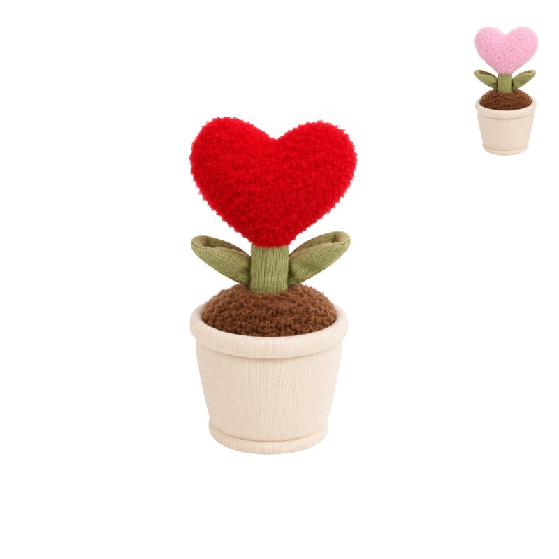 Plantje pluche hart - 17 cm - diverse varianten