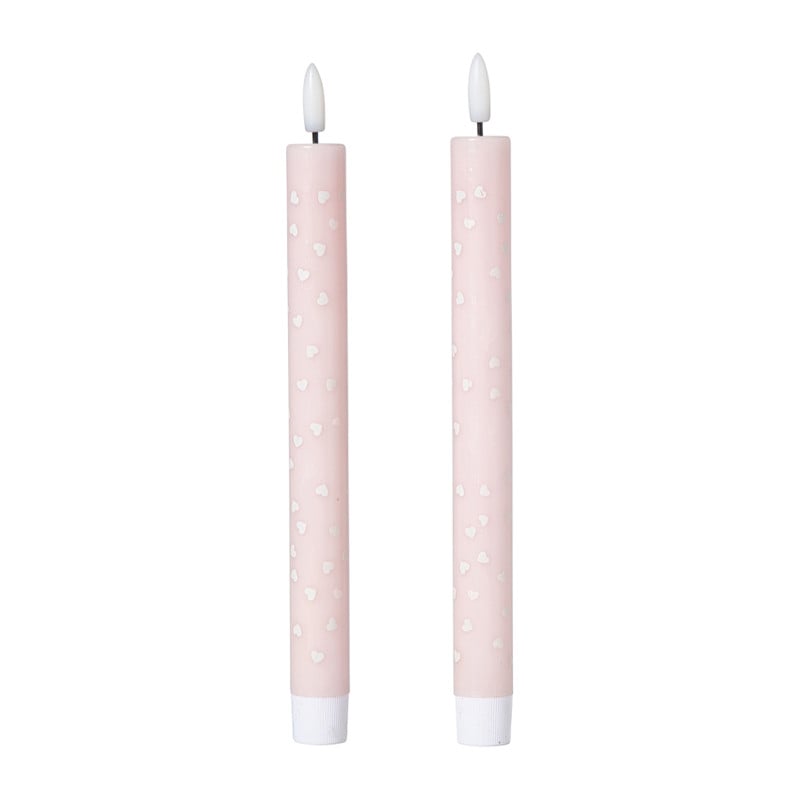 LED kaars hartjes - roze/rood - ø2.2x24 cm