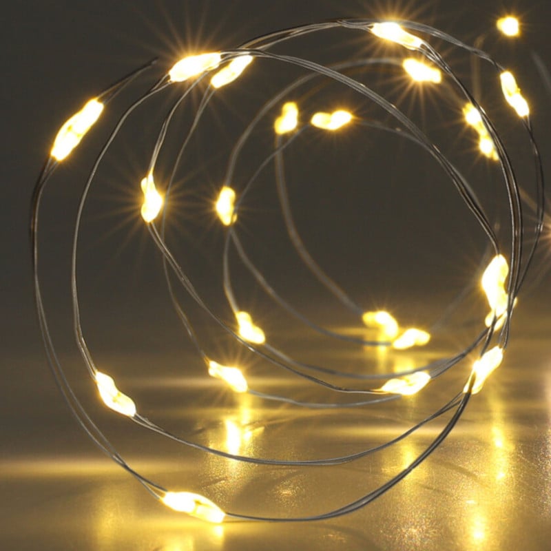 Zilverdraad verlichting met 40 LED lampjes - warm wit - 1.95 meter