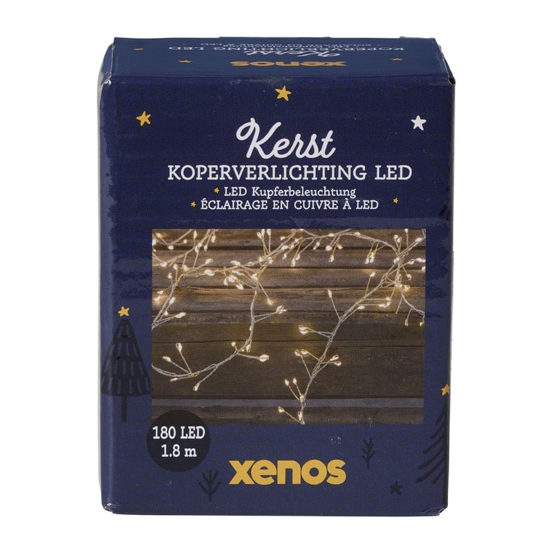 Koperverlichting led 180 warm - zilverkleurig - 230 cm