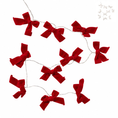 Kerstverlichting strik - 10 LED - rood - 135 cm