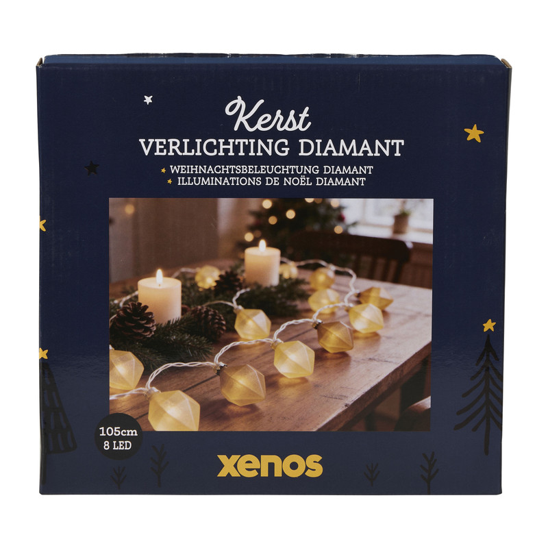 Kerstverlichting diamant - 8 LED - bruin - 135 cm