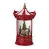Kerstlantaarn carrousel met LED - rood - 15.5x15.5x26 cm