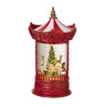 Kerstlantaarn carrousel met LED - rood - 15.5x15.5x26 cm