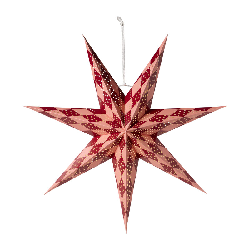 Kerstster met print - rood - 60x19x60 cm