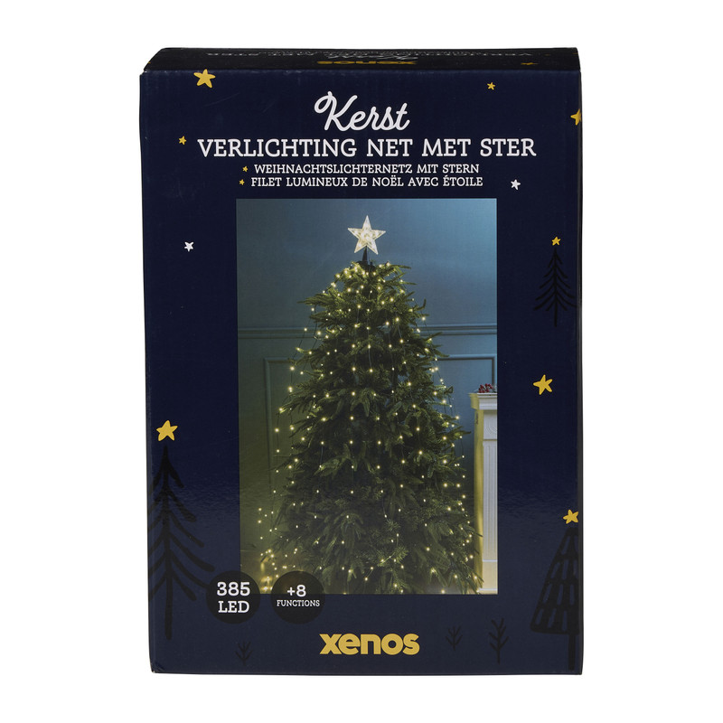 Kerstverlichting net met ster - groen - 240 cm