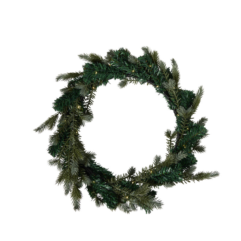 Kerstkrans met LED - groen - ø40x6 cm