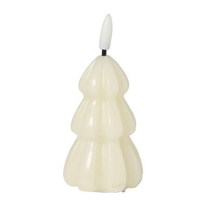 Kerstboom LED kaars klein - groen/wit - ø6x12.5 cm
