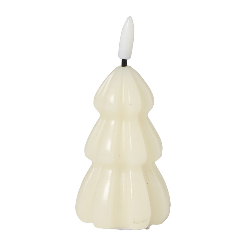 Kerstboom LED kaars klein - groen/wit - ø6x12.5 cm