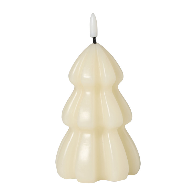 Kerstboom LED kaars groot - groen/wit - ø9x17.5 cm