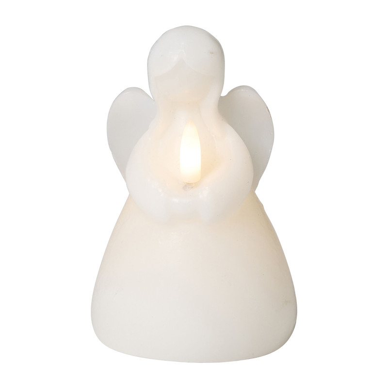 LED kaars engel - wit - ø8x14 cm 