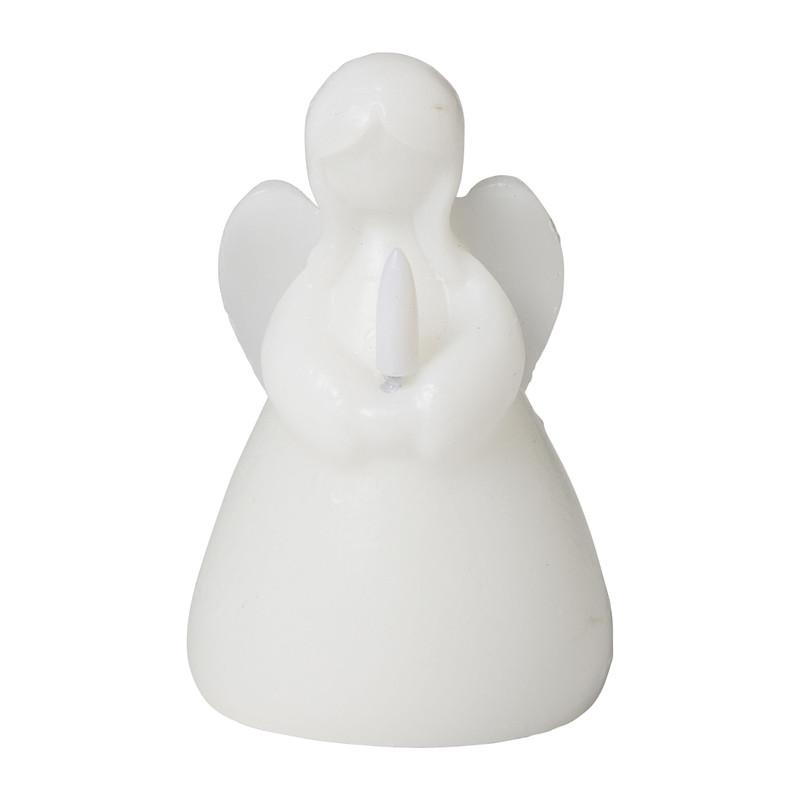LED kaars engel - wit - ø8x14 cm 