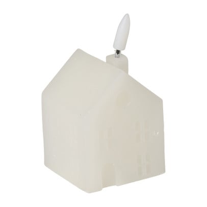 LED kaars huisje klein - wit - 8x6x6 cm