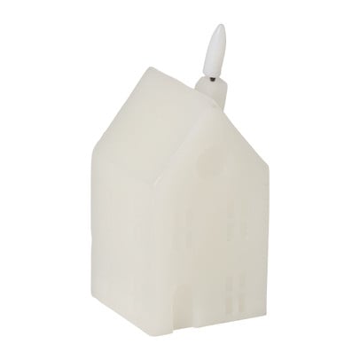 LED kaars huisje middel - wit - 10x6x6 cm