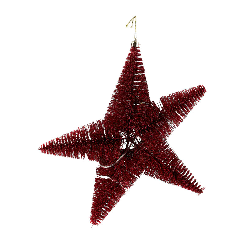 Kerstster met verlichting - rood - 25 cm