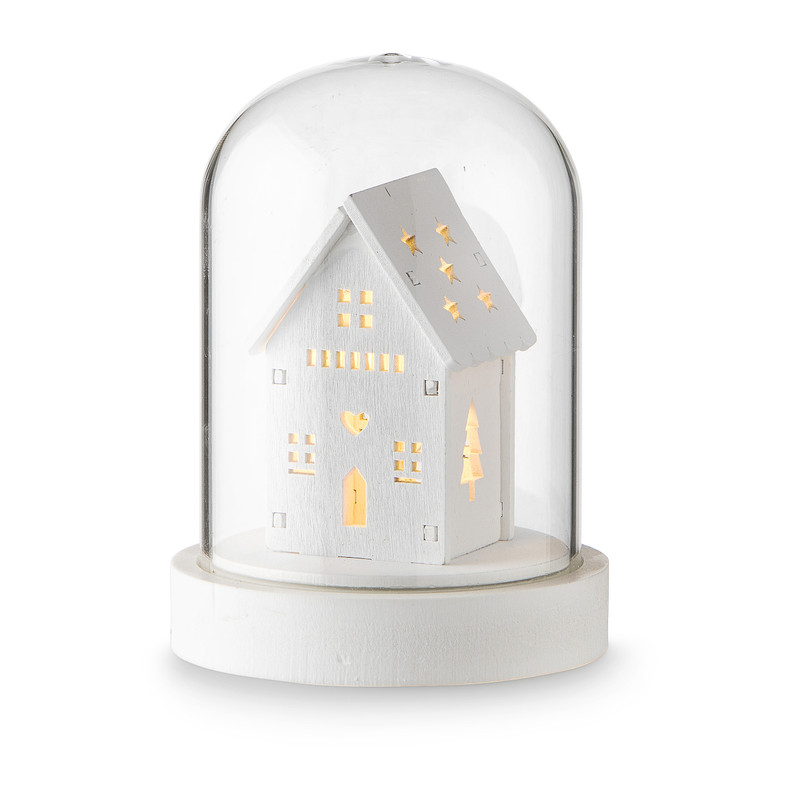 Stolp verlichting huis - 9x9x12 cm - wit