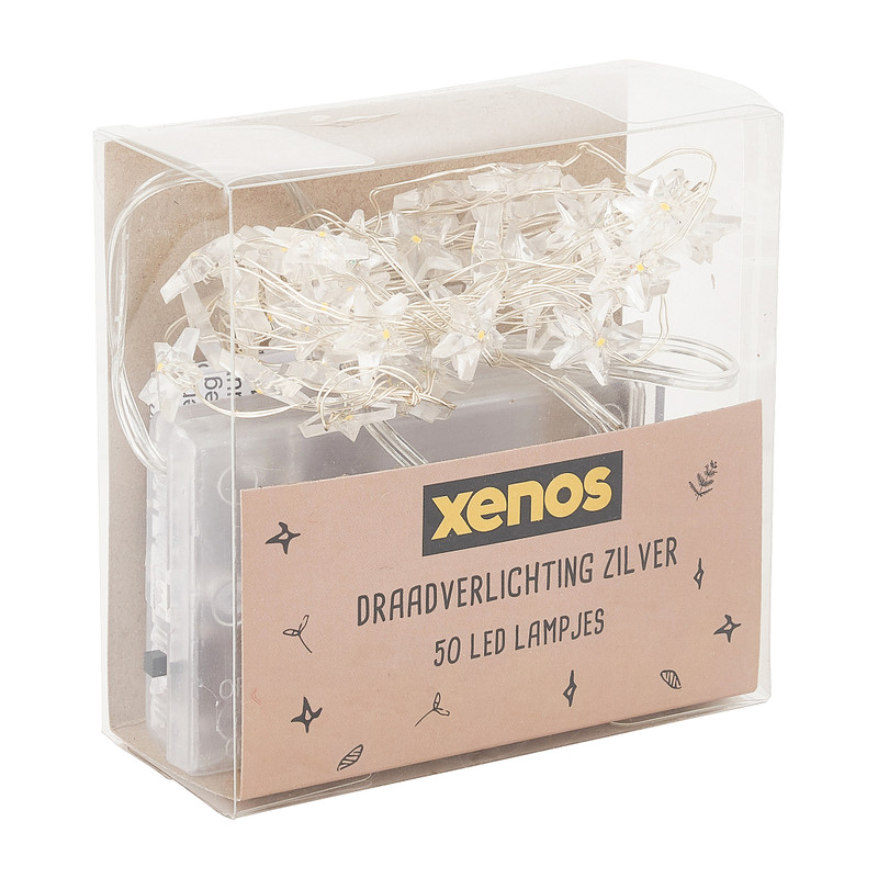 Draadverlichting - ster - zilver - 50 led lampjes