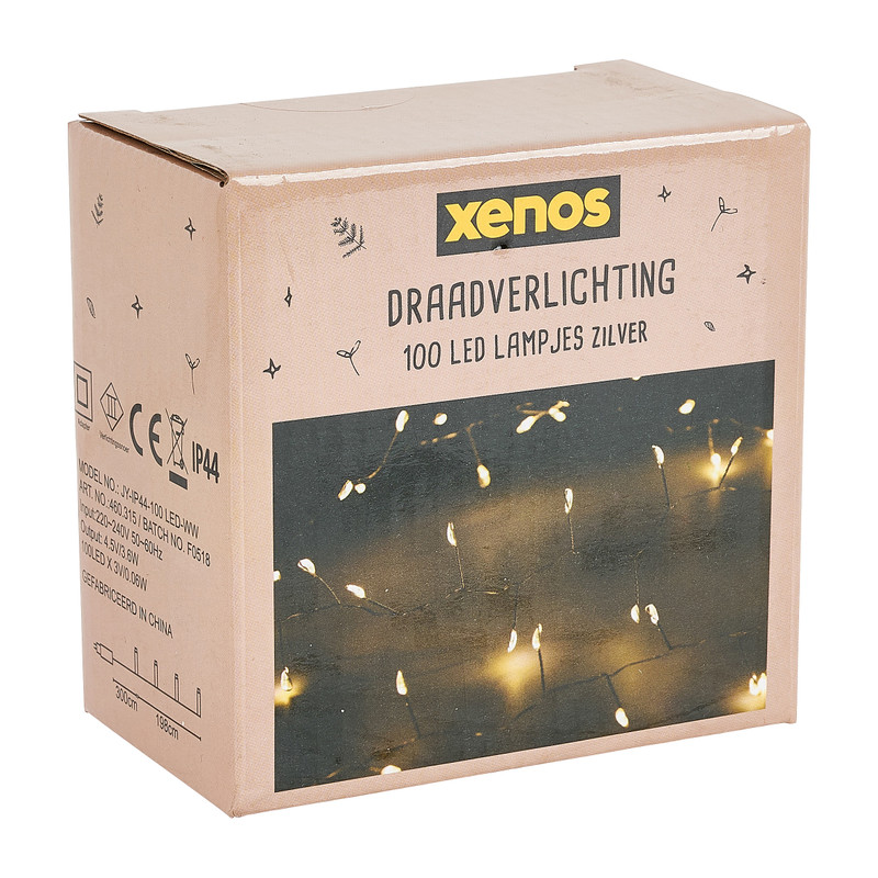Draadverlichting - zilver - 100 led lampjes