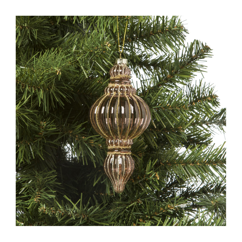 Kerstbal donkerroze - glas 