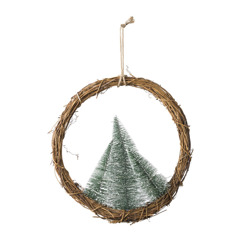 Krans boompjes met licht - 36x36x9 cm