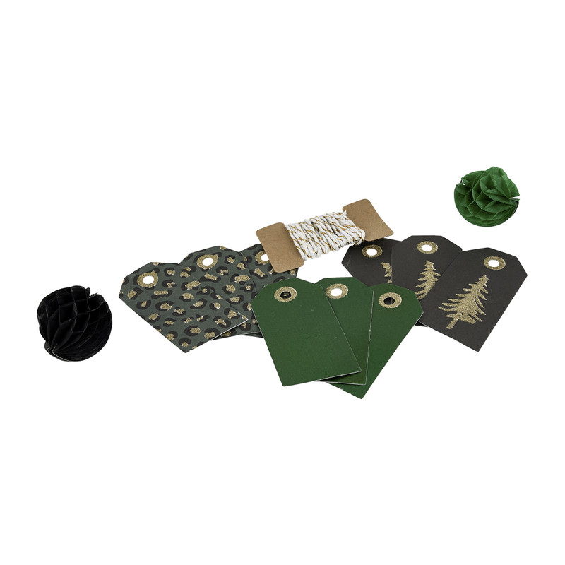 Cadeau inpakset kerst - zwart/groen