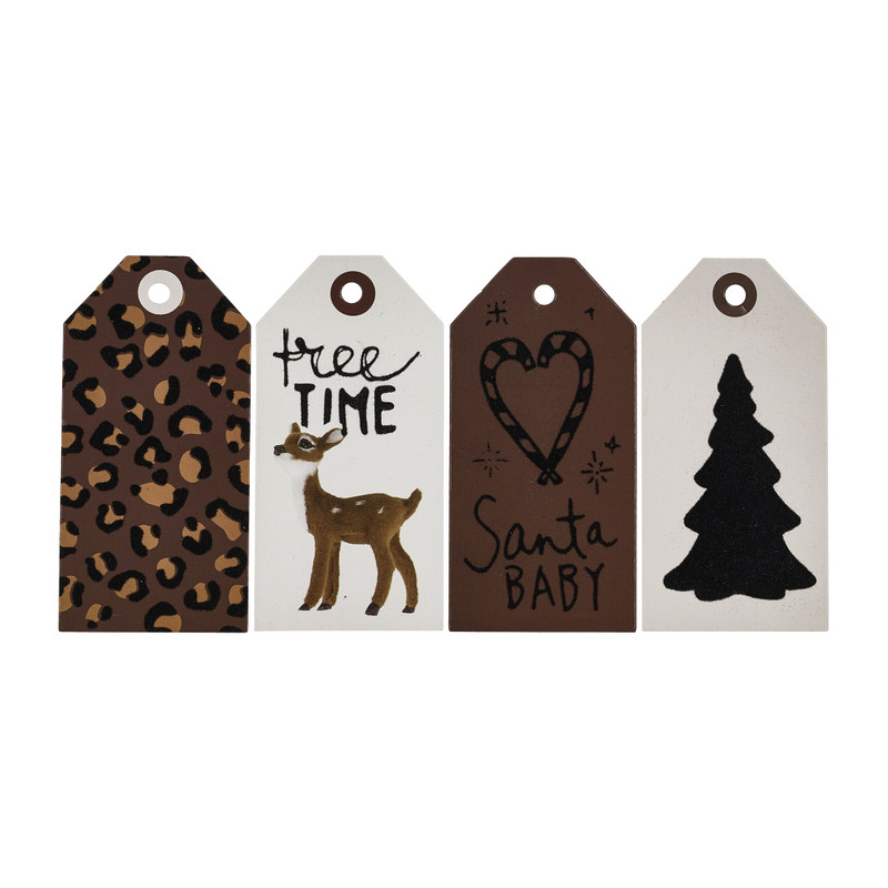 Cadeaulabels kerst - rood - set van 8