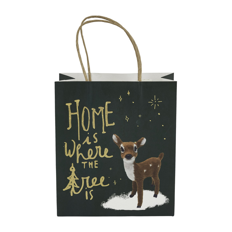 Cadeautasje rendier - groen - 18x21 cm 