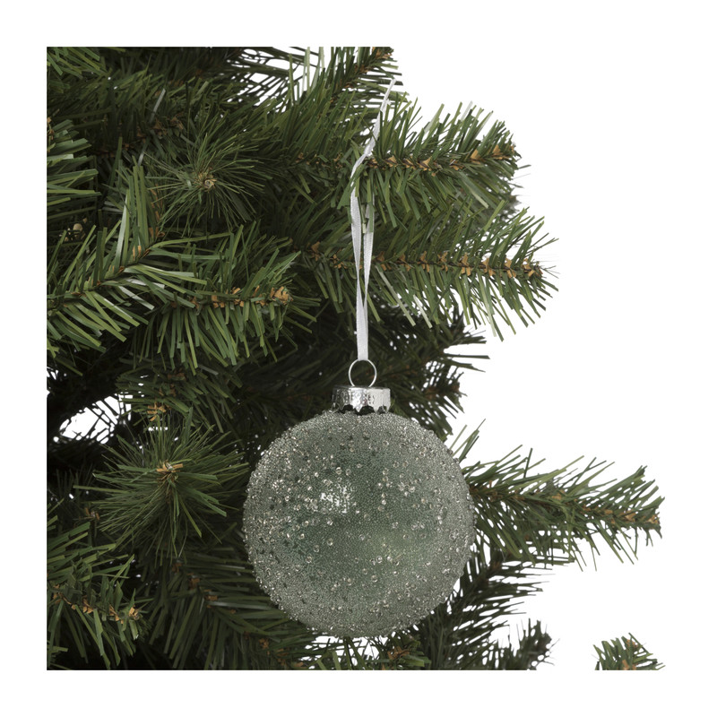 Kerstbal groen met reliëf - groen - Ø8 cm