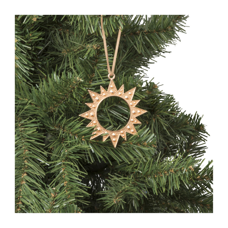 Ornament zon groot rondje - goudkleurig