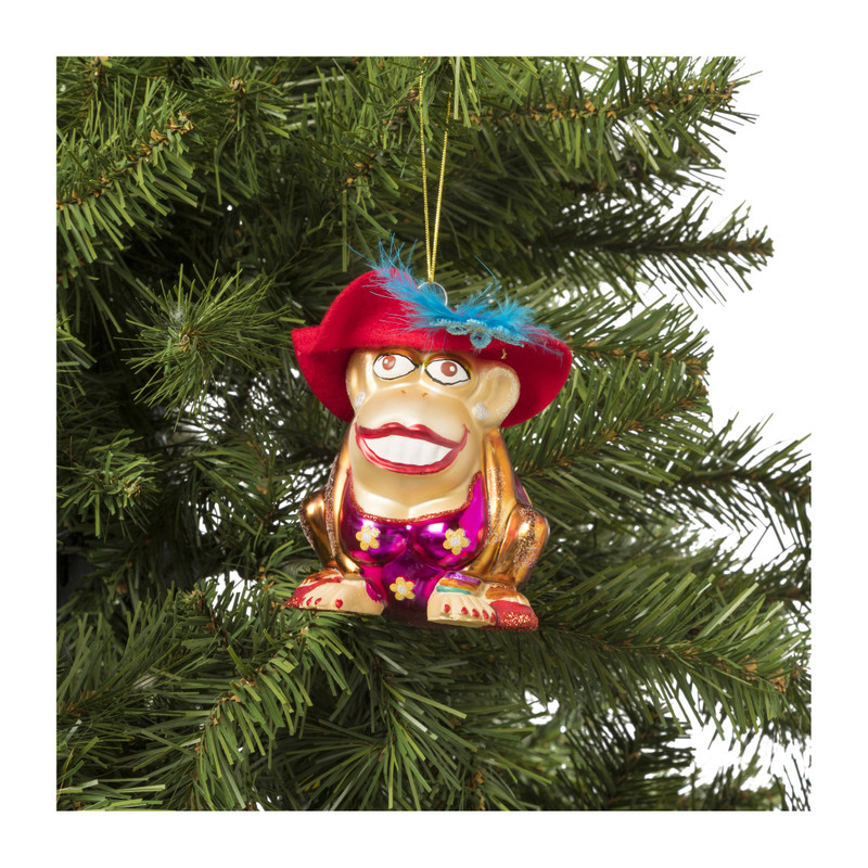 Kersthanger aap met hoed