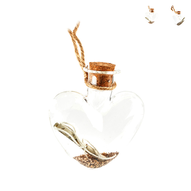 Hanger glazen hart met glitter - diverse varianten - 6 cm