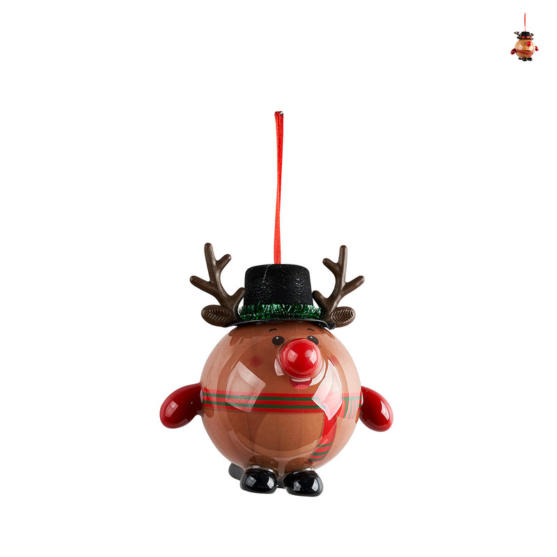 Kerstbal rendier met LED - diverse varianten - Ø11,3 cm