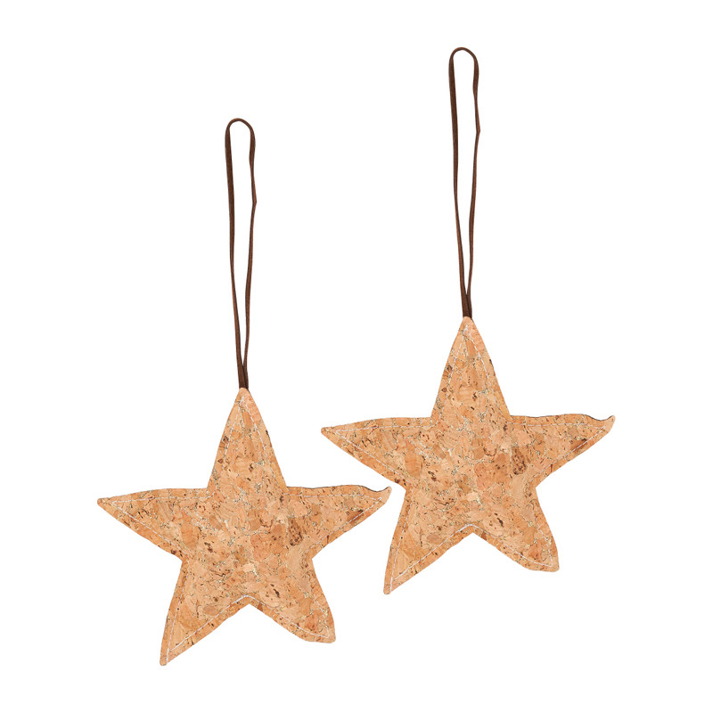 Kersthanger kurk - ster - licht bruin - 2 stuks